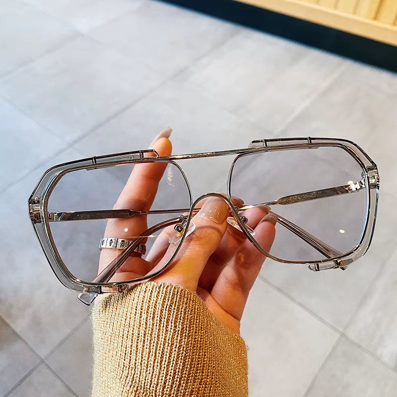 Oversized Sunglasses Women Fashion Sun Glasses for Women Brand Designer Vintage Glasses Men Square Sunglasses Men Metal Eyewear